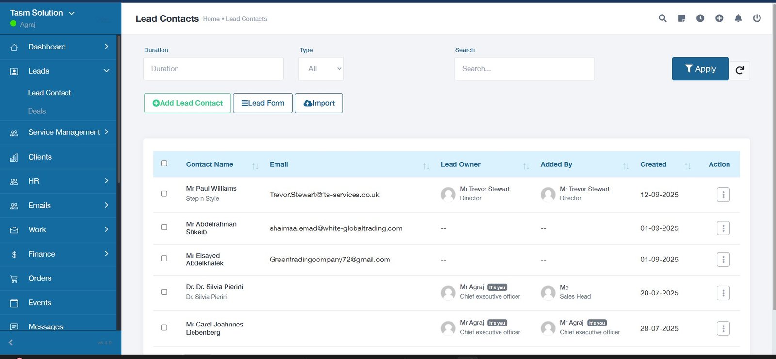 Lead Contact Management